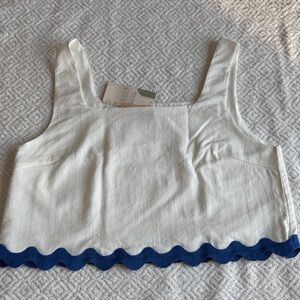 NWT BTFBM White and Blue Crop Top Sz L